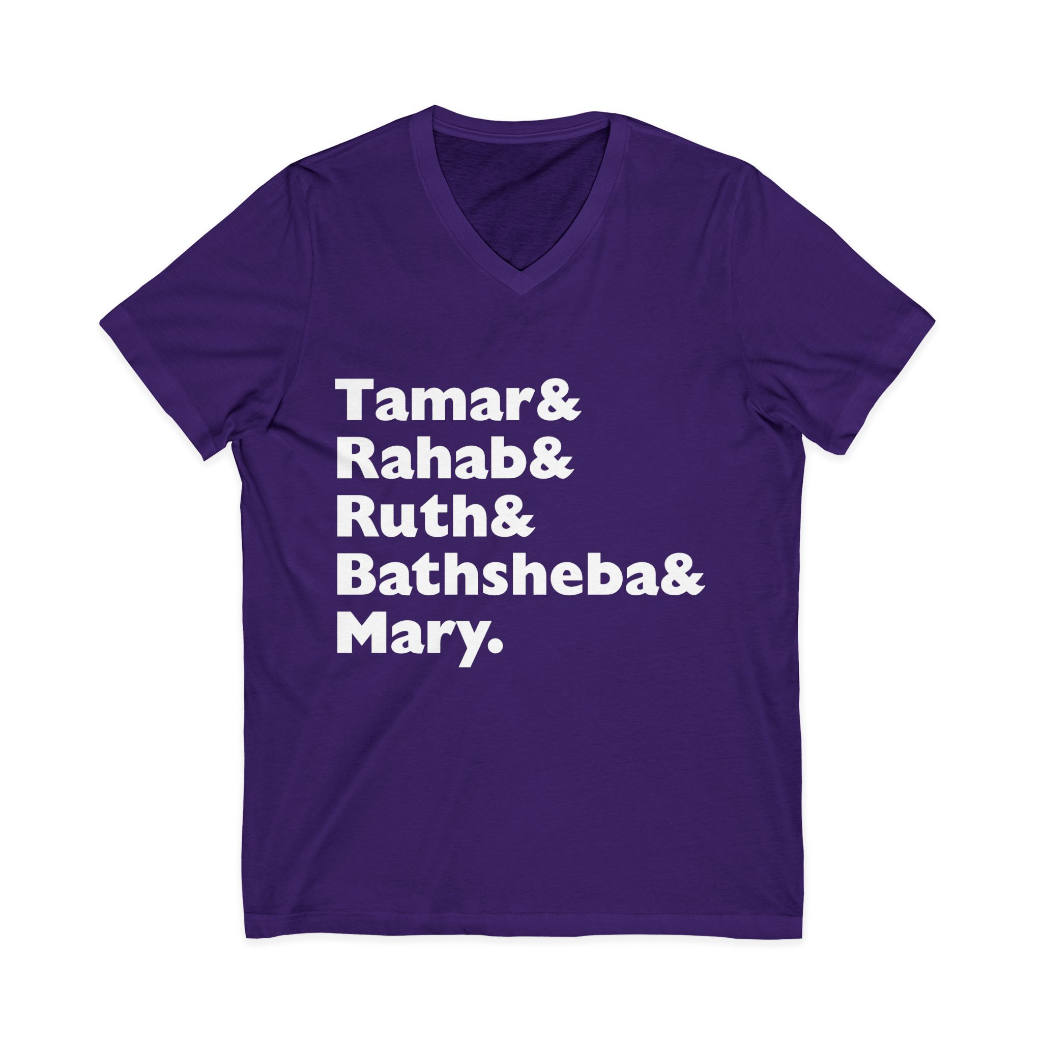 biblical women high five v neck tee — tamar & rahab & ruth & bathsheba & mary biblical women high five v neck tee — tamar & rahab & ruth & bathsheba & mary