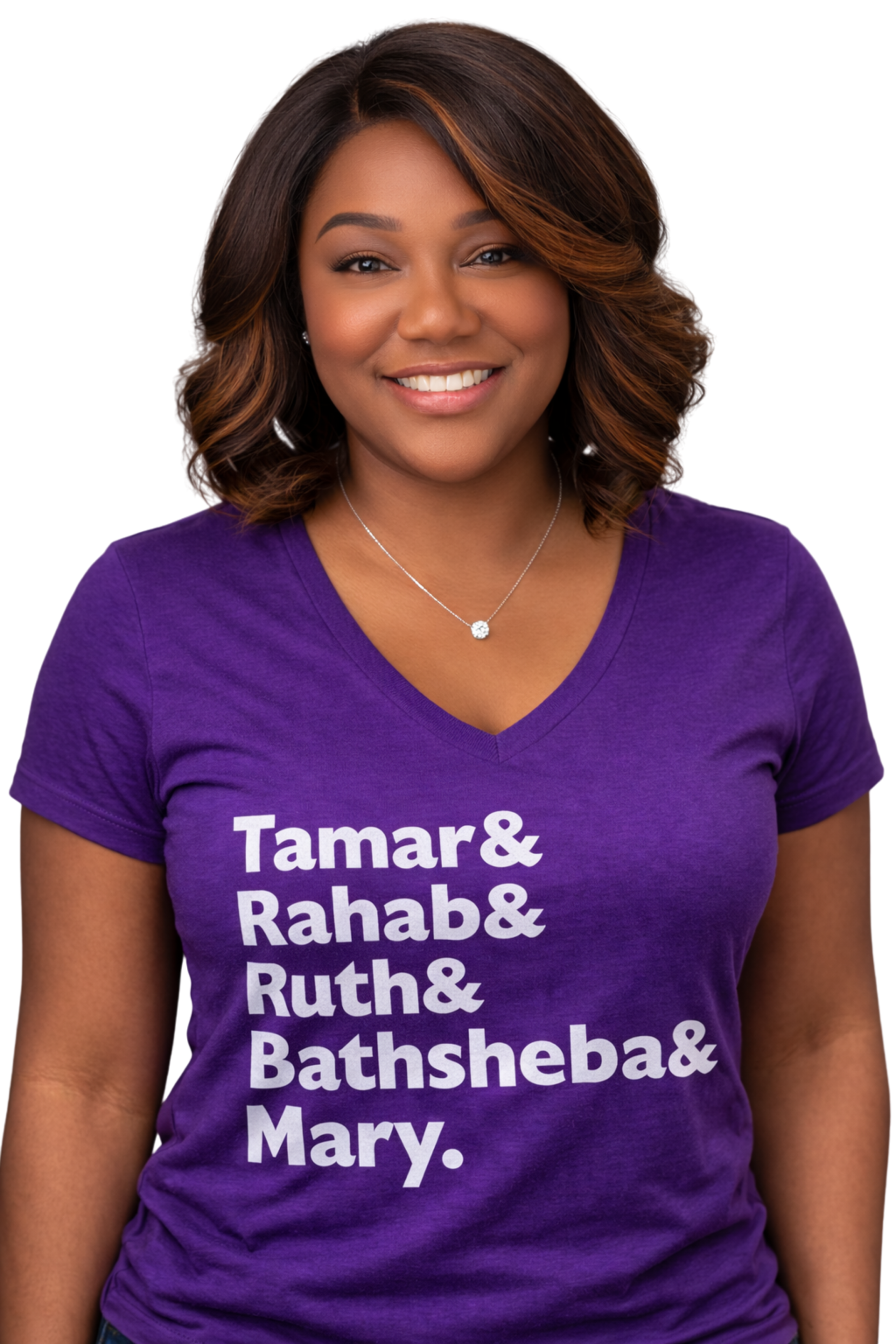 biblical women high five v neck tee — tamar & rahab & ruth & bathsheba & mary biblical women high five v neck tee — tamar & rahab & ruth & bathsheba & mary