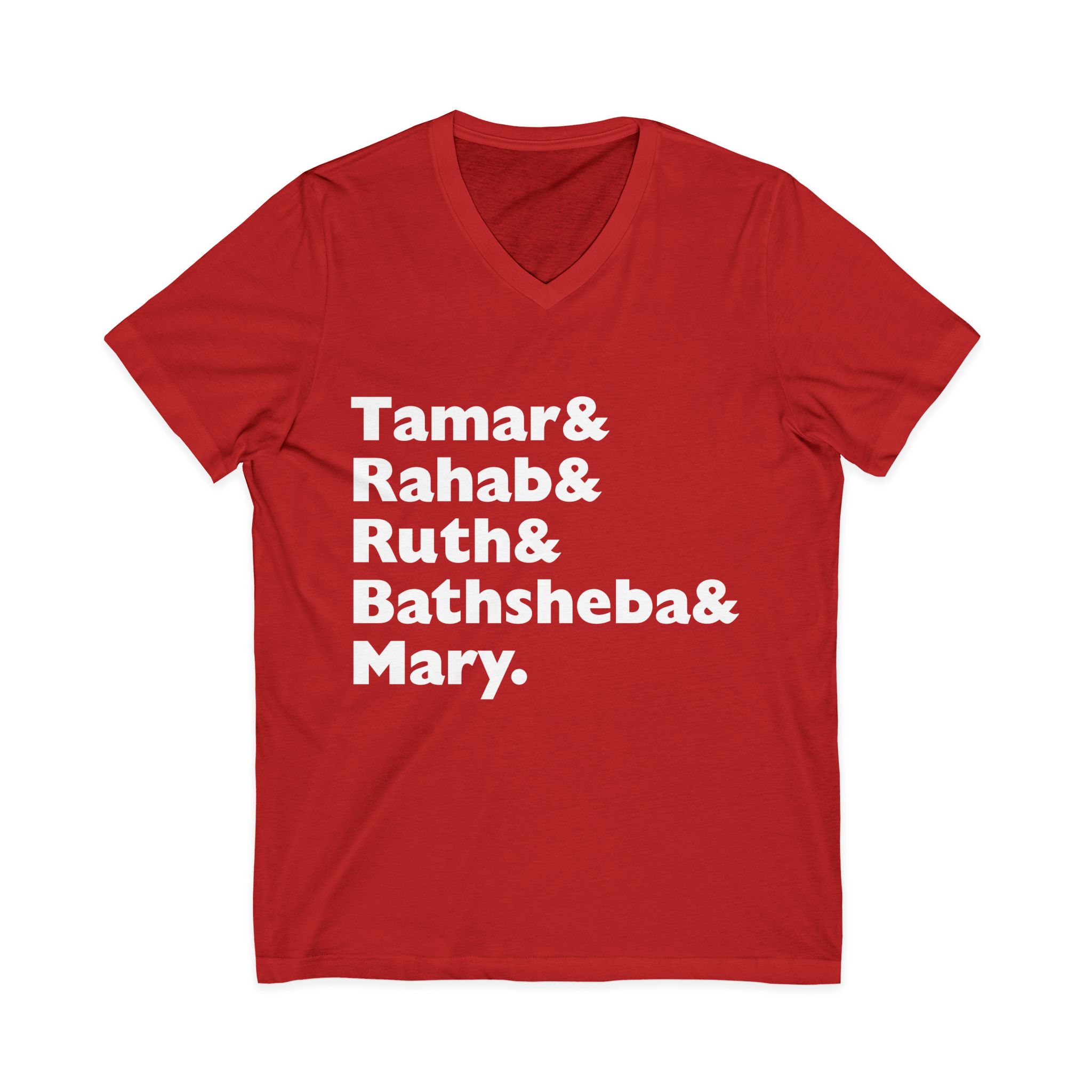 biblical women high five v neck tee — tamar & rahab & ruth & bathsheba & mary biblical women high five v neck tee — tamar & rahab & ruth & bathsheba & mary